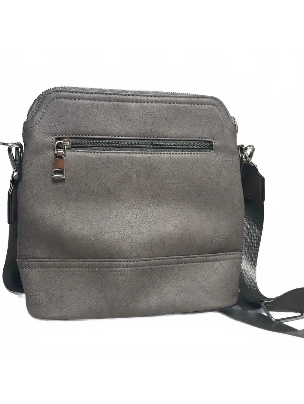 Vegan Leather Gray Roulens Crossbody Wallet Purse Adjustable w/ RFID Travel